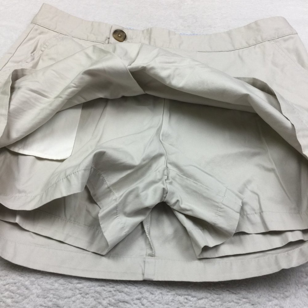 Land's End Chino Skort Skirt Size 14P Womans Petite Beige KHAKI Buttons Pockets - Picture 12 of 14